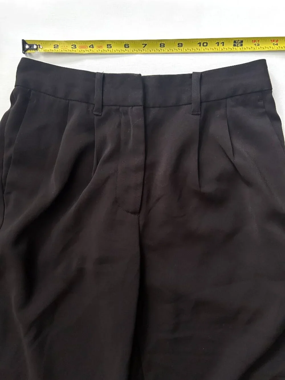 Quince Pleated Stretch Wide Leg Trouser Pants Black High Rise Officewear Size 6